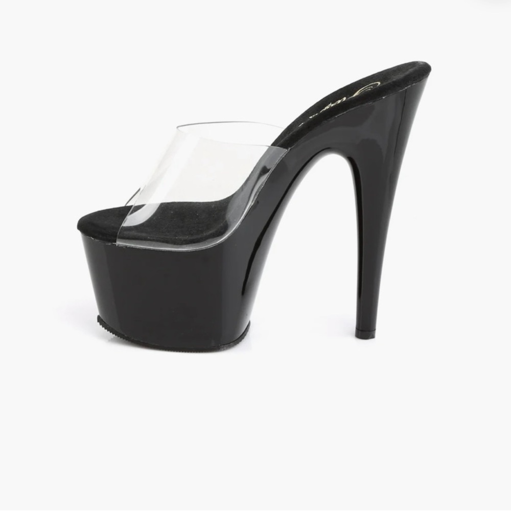PLEASER | Adore Black and Clear Platform Heels - Picture 3 of 9
